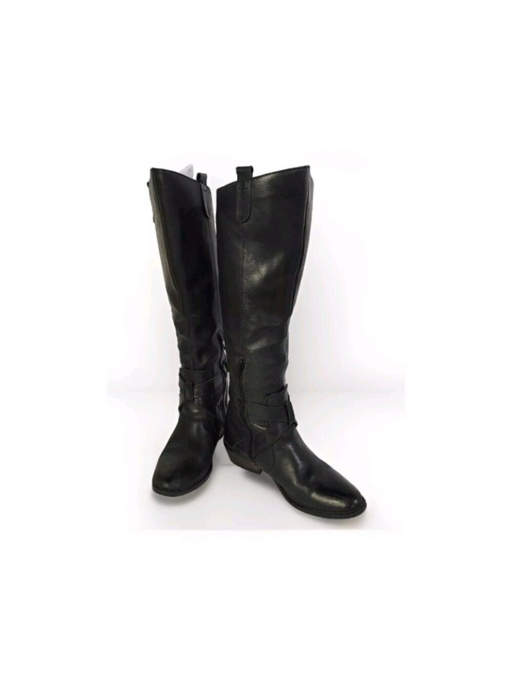 Dolce Vita Black Leather Tall Boots Womens Size 6 Casual Low Heel Side Zip - Picture 2 of 11